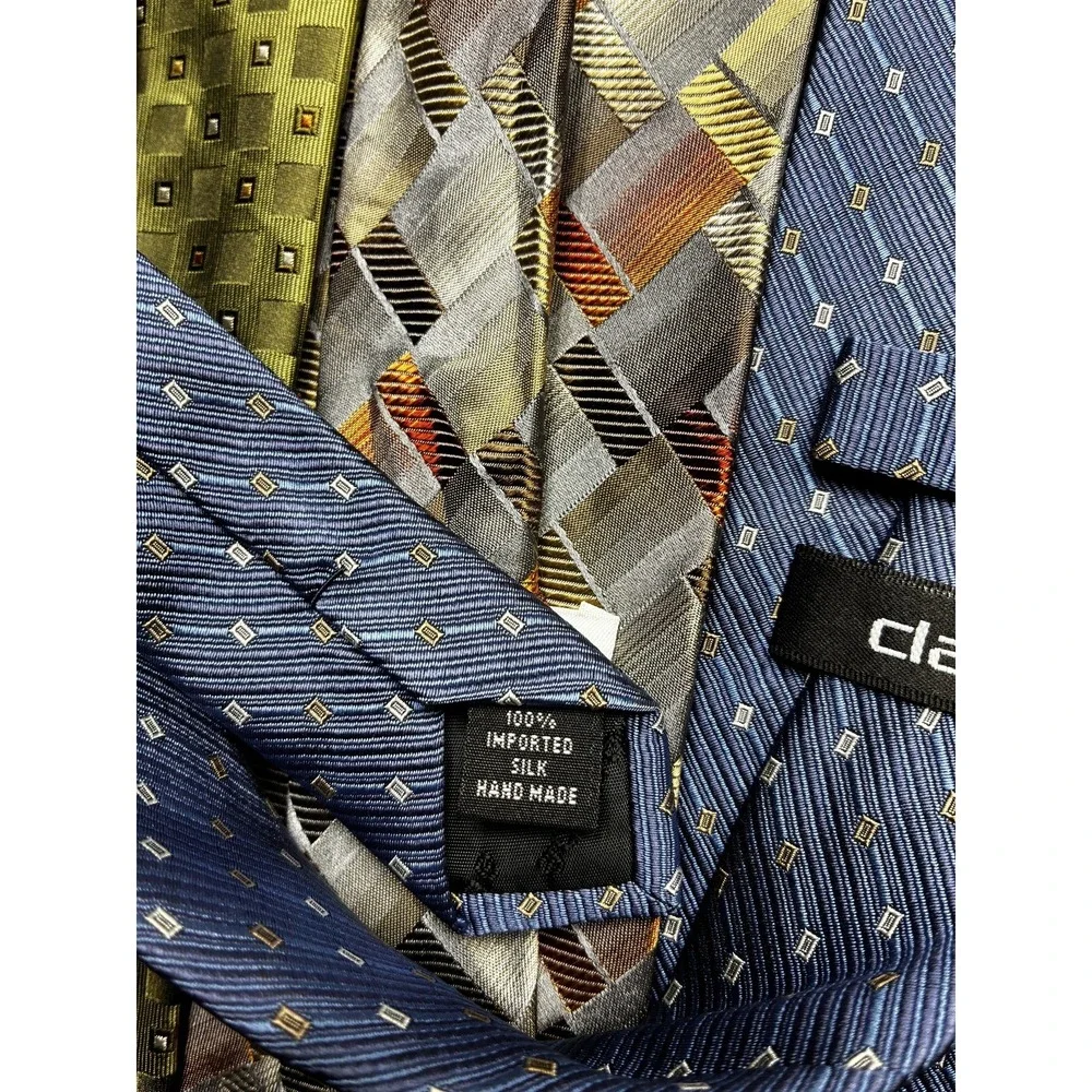 Claiborne 100%‎ Silk Tie Mens One Size Multicolor Geometric Set Of 4 Necktie
